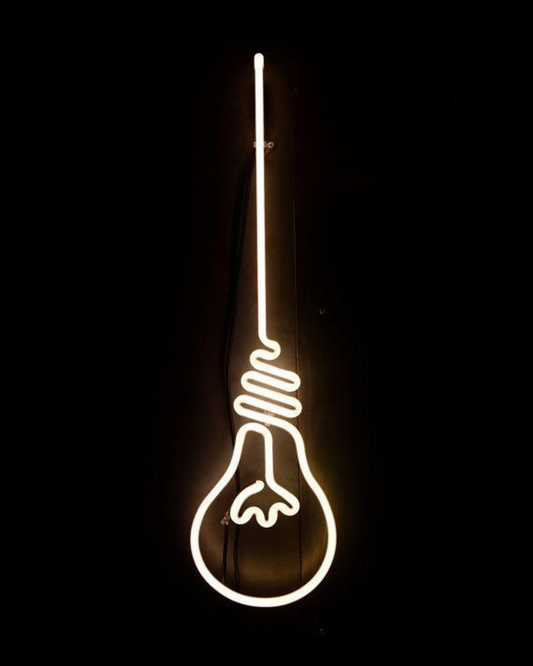 Hanging Lightbulb Neon Sign | LED Wall Art Light