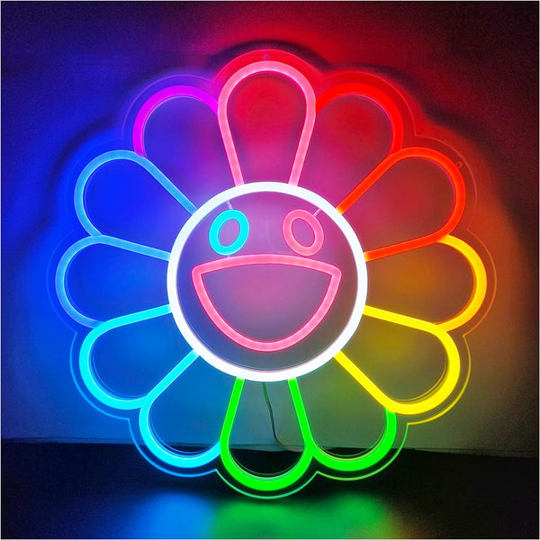 Flower Multi Coloured Neon Sign | Vibrant LED Wall Light